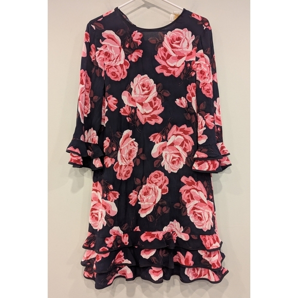 kate spade Dresses & Skirts - Kate Spade Rosa Pink Floral Ruffle 3/4 Length Sleeve Dress Size Small